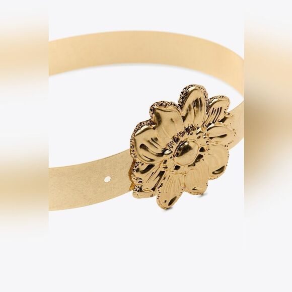 Nwt Zara BLOGGER\'S FAVE! Zara Gold Metal Flower Belt NWT Size 30 main image 4